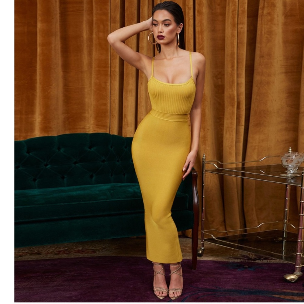 Mustard Bandage Maxi Dress